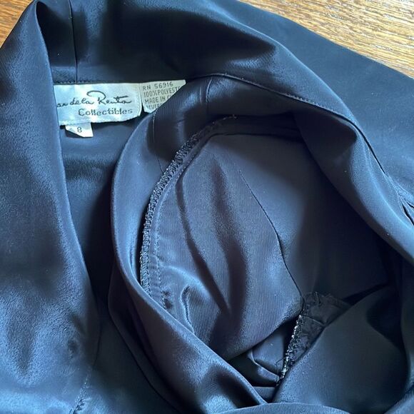 Vintage Oscar de la Renta Black Short Sleeve Button Down Blouse - Picture 5 of 8